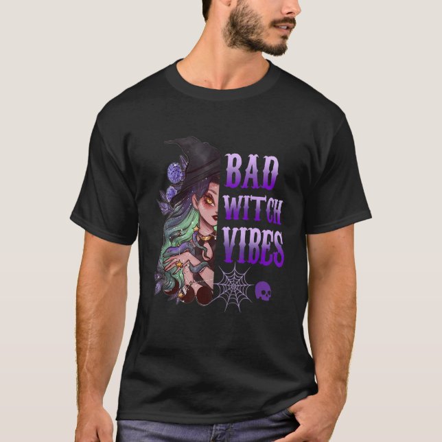 T-shirt Vibes de sorcière mal Halloween (Devant)