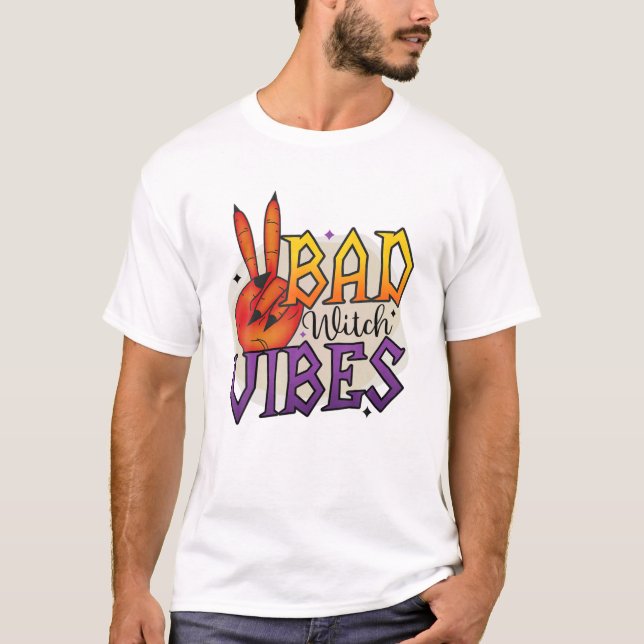 T-shirt Vibes de sorcière mal Halloween (Devant)