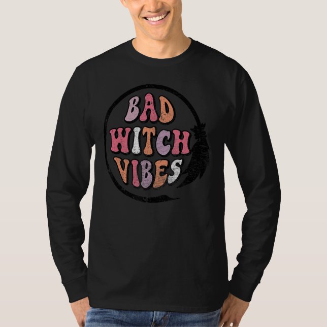 T-shirt Vibes de sorcière mignonnes Halloween Rétro (Devant)