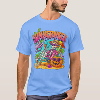 T-shirt Vibes de Summerween drôle squelette citrouille Vac