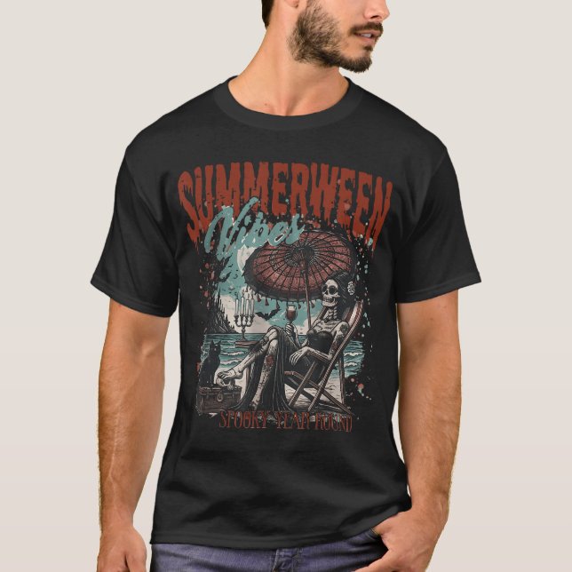 T-shirt Vibes de Summerween épouvantables toute l'année Ho (Devant)
