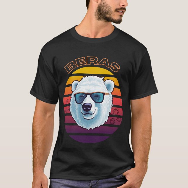 T-shirt Vibes de surf cool Polar Bear Retro Sunset (Devant)