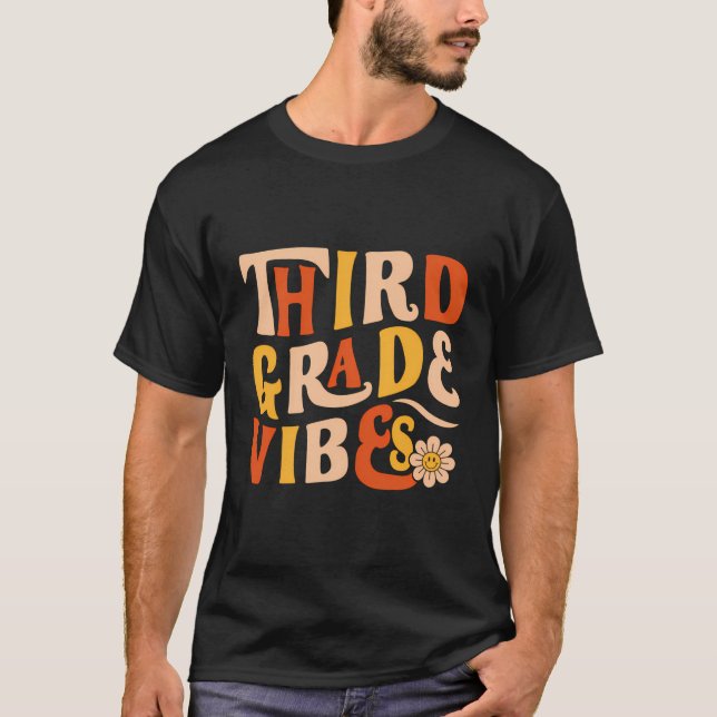 T-shirt Vibes De Troisième Année Retour À L'École Enseigna (Devant)