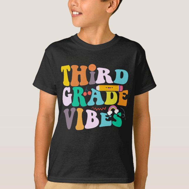 T-shirt Vibes De Troisième Année Retour À L'École Équipe D (Devant)