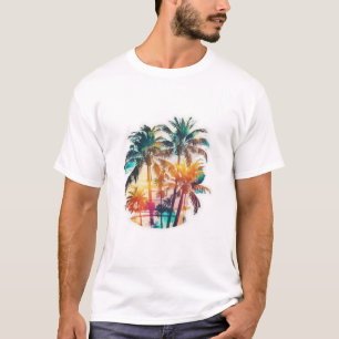 T-shirt Vibes d'été avec palmiers sur la plage