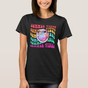 T-shirt Vibes D'Été Branché Boho Smile Face Avec Sunglasse