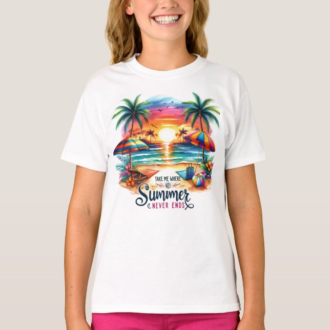 T-shirt Vibes d'été Brushstroke Beach Sunset-34626 (Devant)