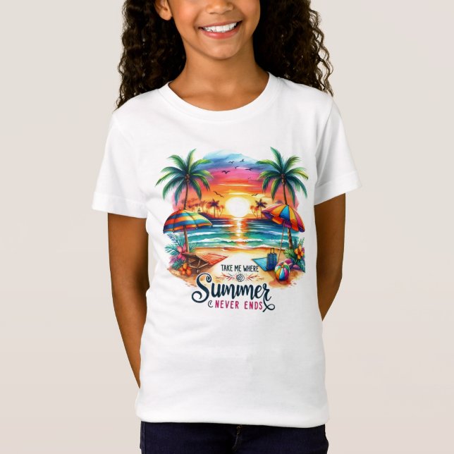 T-Shirt Vibes d'été Brushstroke Beach Sunset-34626 (Devant)