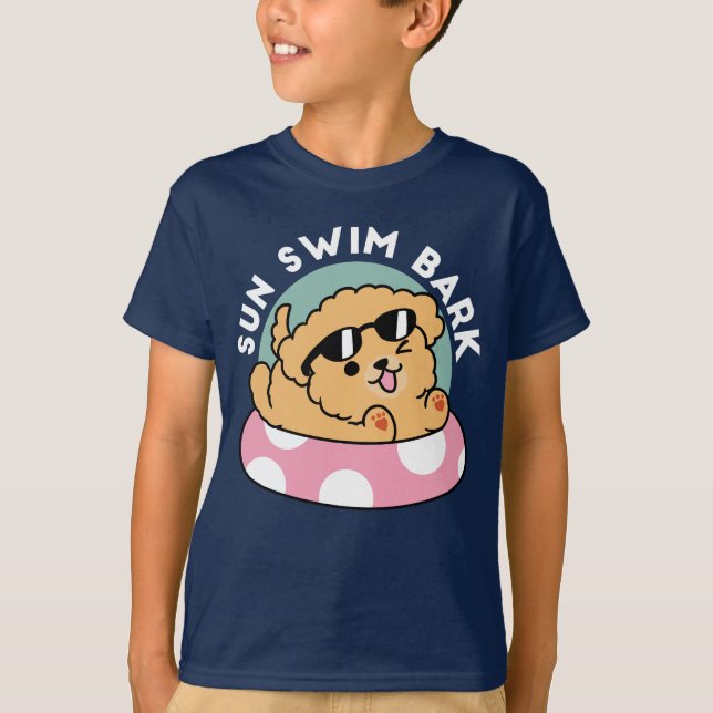 T-shirt Vibes d'été Chien - Chiot flottant avec lunettes d (Devant)