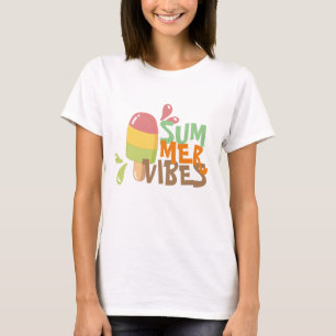 T-shirt Vibes d'été coloré mignon crème glacée vacances fe