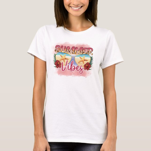 T-shirt Vibes d'été | Conception des lunettes de soleil de (Devant)