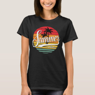 T-shirt Vibes D'Été Coucher De Soleil Rétro Et Palmiers Fe