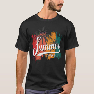 T-shirt Vibes d'été Coucher de soleil rétro et palmiers Ho