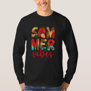 T-shirt Vibes d'été de fraise Tie Dye Bonjour Vacat d'été