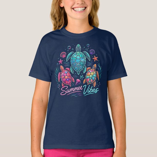T-shirt Vibes d'été de Tortue (Devant)