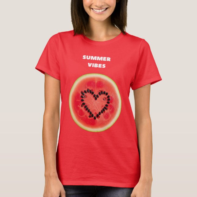 T-shirt Vibes d'été douces - Coeur de pastèque (Devant)