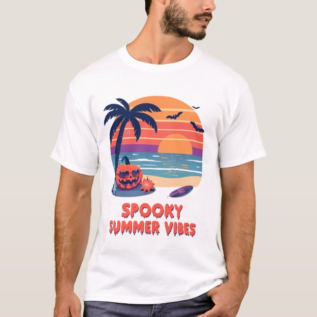 T-shirt Vibes d'été Éffrayantes amusantes heureux Hallowee (Devant)