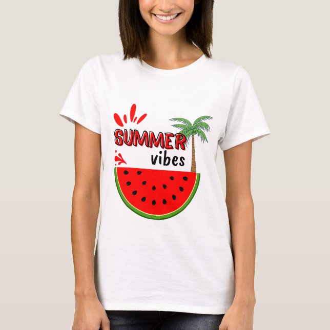 T-shirt "Vibes d'été et tranches de pastèque - saison douc (Devant)