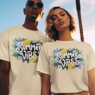T-shirt Vibes d'été Fruit citron Feuille Fleur saison chau
