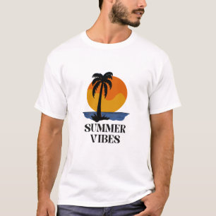 T-shirt Vibes d'été - Graphique Décontracté Cool