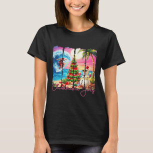 T-shirt Vibes d'été Noël en juillet Santa Surf Trip de pla