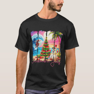 T-shirt Vibes d'été Noël en juillet Santa Surfant Voyage d