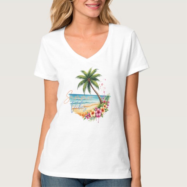T-shirt Vibes d'été pour femmes Plage (Devant)
