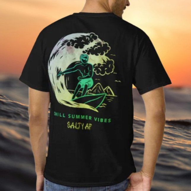 T-shirt Vibes d'été réfrigérées Vert par Salty AF (Créateur téléchargé)