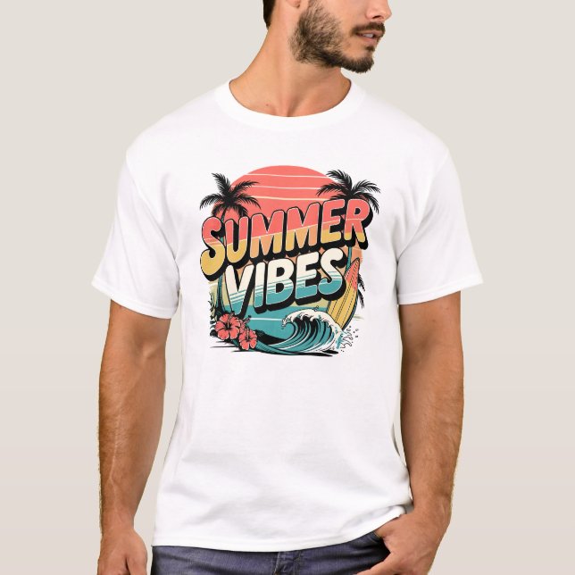 T-shirt Vibes d'été rétro (Devant)
