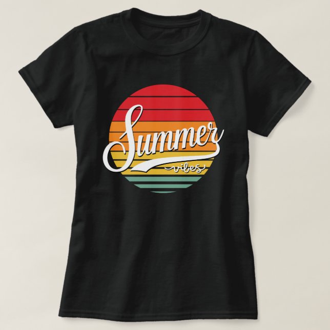 T-shirt Vibes d'été Round Retro Sunset femmes (Design devant)