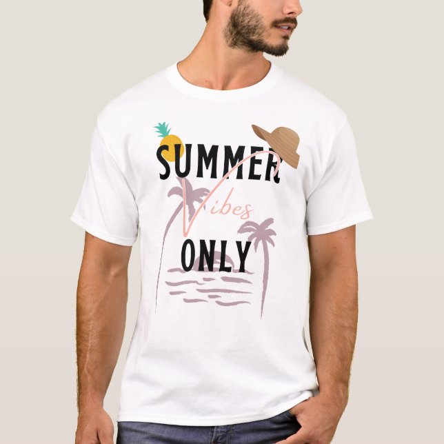 T-shirt Vibes d'été seulement Plage (Devant)