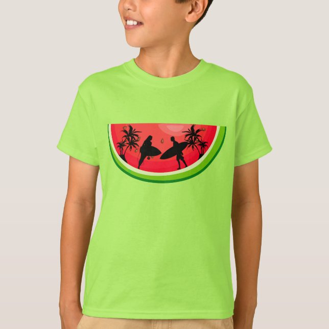T-shirt Vibes d'été Surf Pastèque Fruits (Devant)