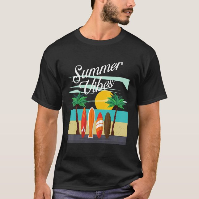 T-shirt Vibes d'été Surf Plage d'été (Devant)