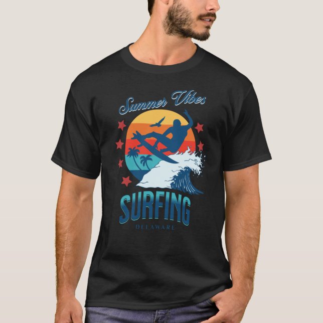 T-shirt Vibes d'été Surfant Delaware États-Unis (Devant)