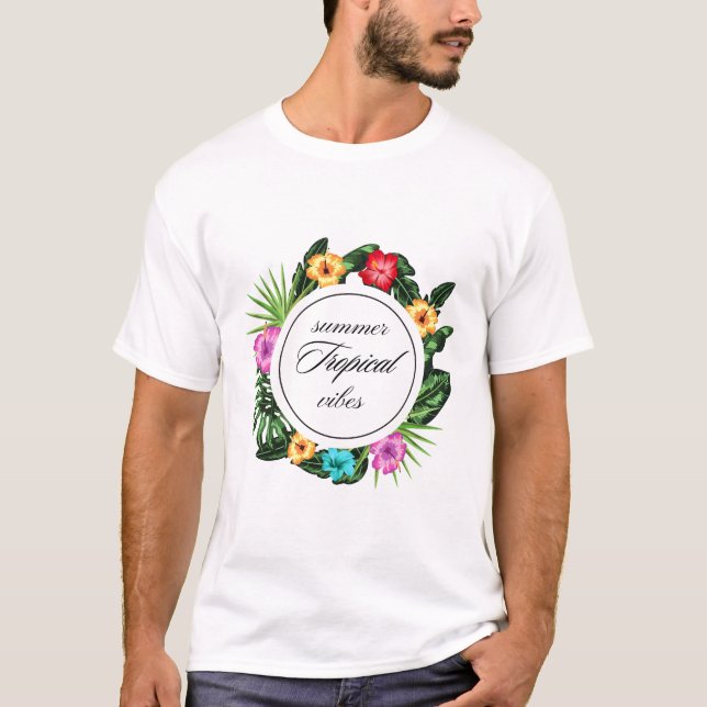 T-shirt Vibes d'été tropicales : Flore Circle Design (Devant)