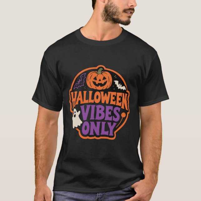 T-shirt "Vibes d'Halloween seulement" Retro Hommes d'Hallo (Devant)