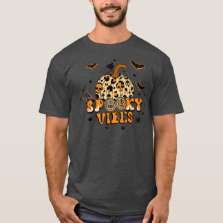 T-shirt Vibes éffrayantes Citrouille d'automne Leopard Cas