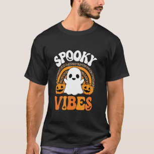 T-shirt Vibes éffrayantes Ghost Citrouille Halloween Rainb
