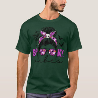 T-shirt Vibes éffrayantes Messy Bun Femmes Sorcière Trick