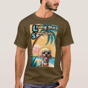 T-shirt Vibes ensoleillées : Chien Cool dans les lunettes 