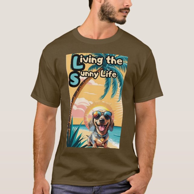 T-shirt Vibes ensoleillées : Chien Cool dans les lunettes  (Devant)