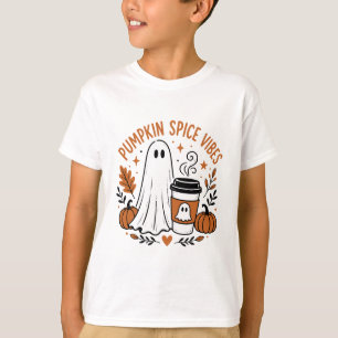 T-shirt Vibes Épice de Citrouille Mignon Fantôme Café Auto