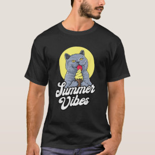 T-shirt Vibes été Crème glacée Cone British Shorthair Cat