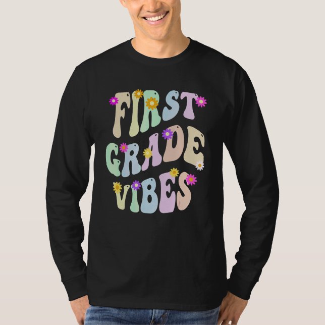 T-shirt Vibes Groovy de 1re année Professeur d'école Prima (Devant)