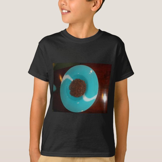 T-shirt Vibes Java : Coffee Beans et Cyan Blue Bowl Art (Devant)