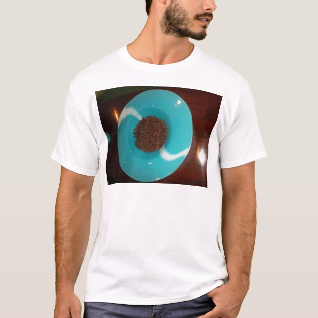 T-shirt Vibes Java : Coffee Beans et Cyan Blue Bowl Art (Devant)