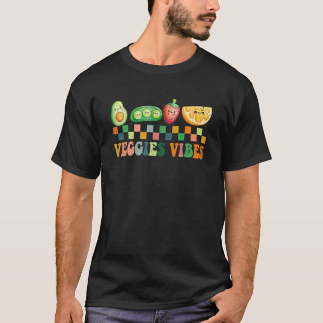 T-shirt Vibes légumes Retro Monde Végétarien Journée Végét (Devant)