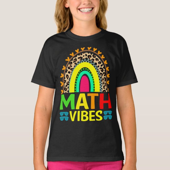 T-shirt Vibes Math Rainbow Leopard Retour À L'École T-Shir (Devant)