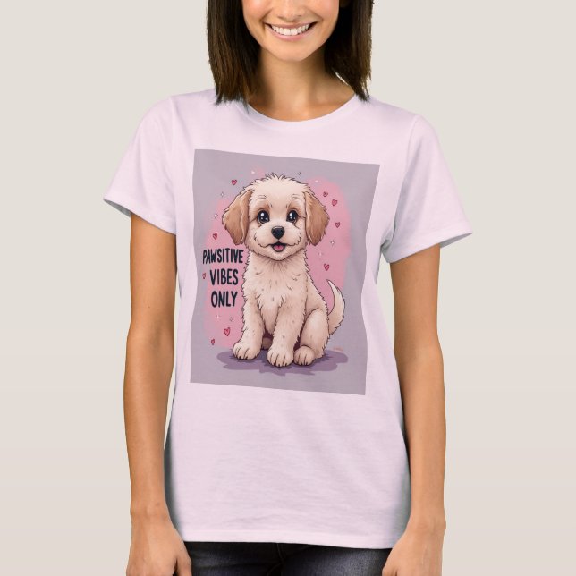 T-shirt Vibes Pawsitive uniquement - Cute & Upliffing Cat (Devant)