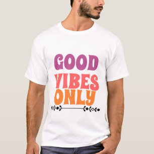 T-shirt Vibes Positives Uniquement Rétro Rose Violet Orang